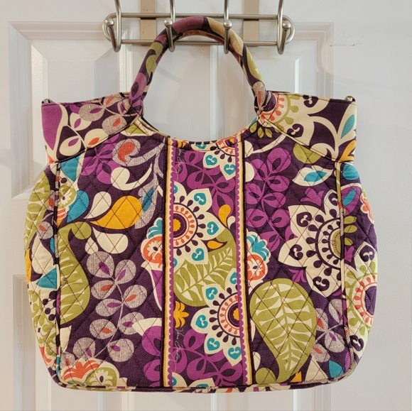 Vera Bradley Plum Crazy Purple Floral Top Handle Bag‎ Purse - Picture 4 of 14